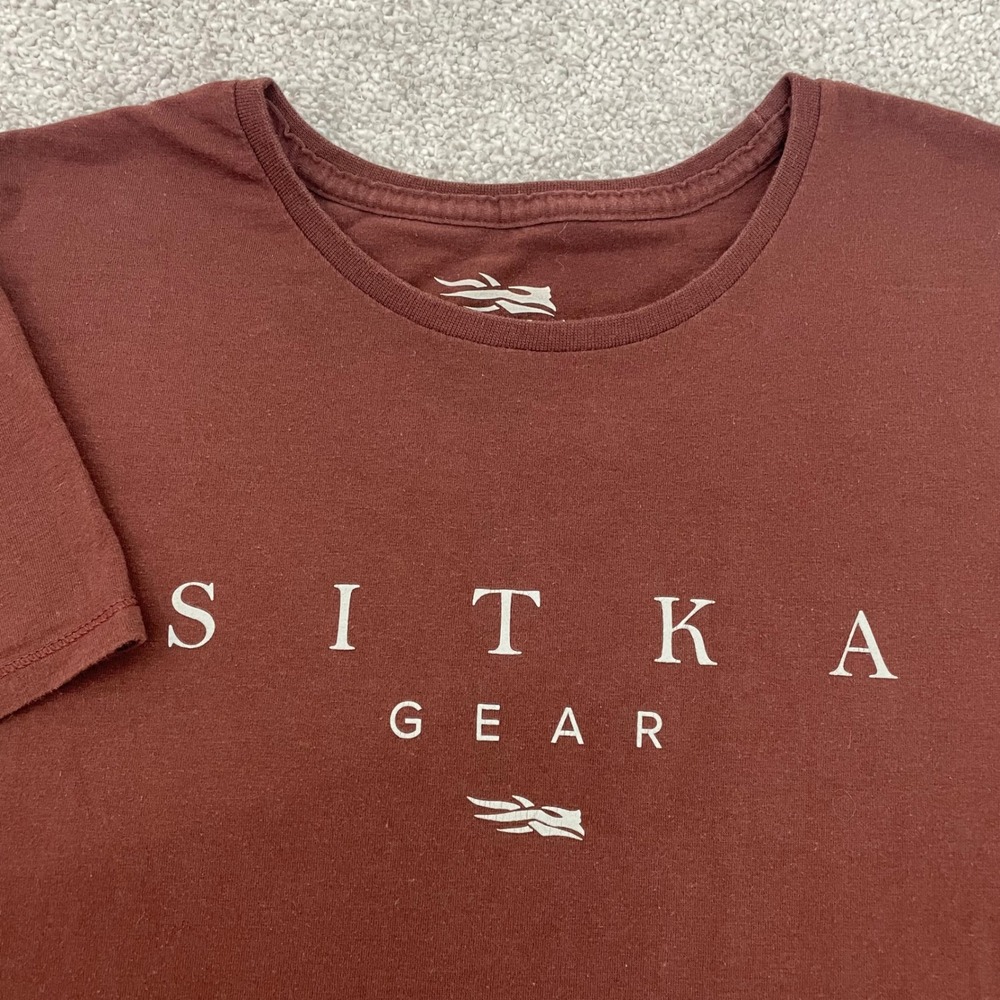 Sitka Womens XL Logo Graphic Tee Reddish Brown Organic Cotton Blend Maroon
